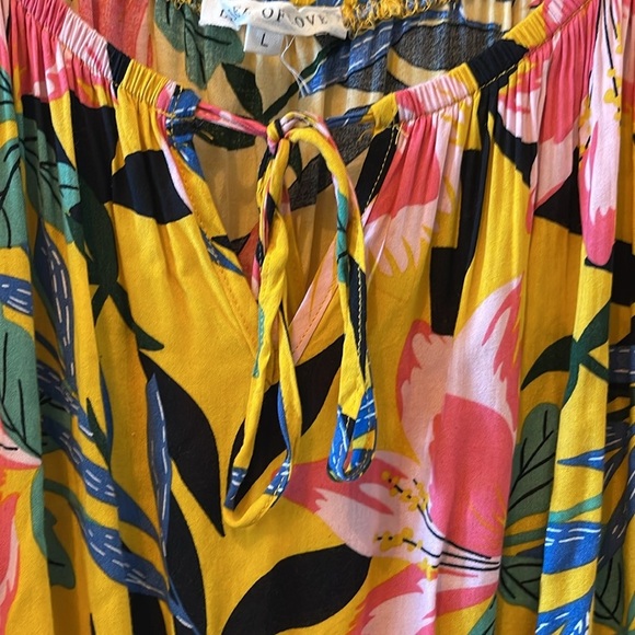 Floral Yellow Maxi Dress SZ Large - Picture 3 of 8